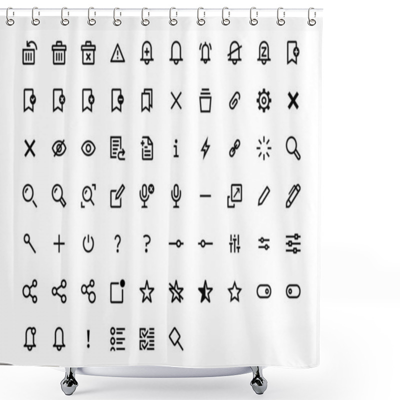 Personality  Set Vector Black Line Icons UI Basic Shower Curtains