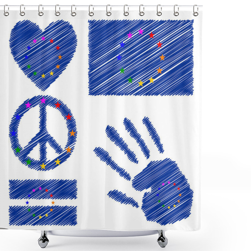 Personality  European Gay Pride Design Elements. Shower Curtains