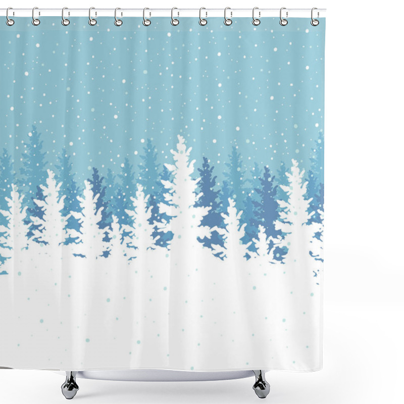 Personality   Illustration, Winter Landscape. Shower Curtains