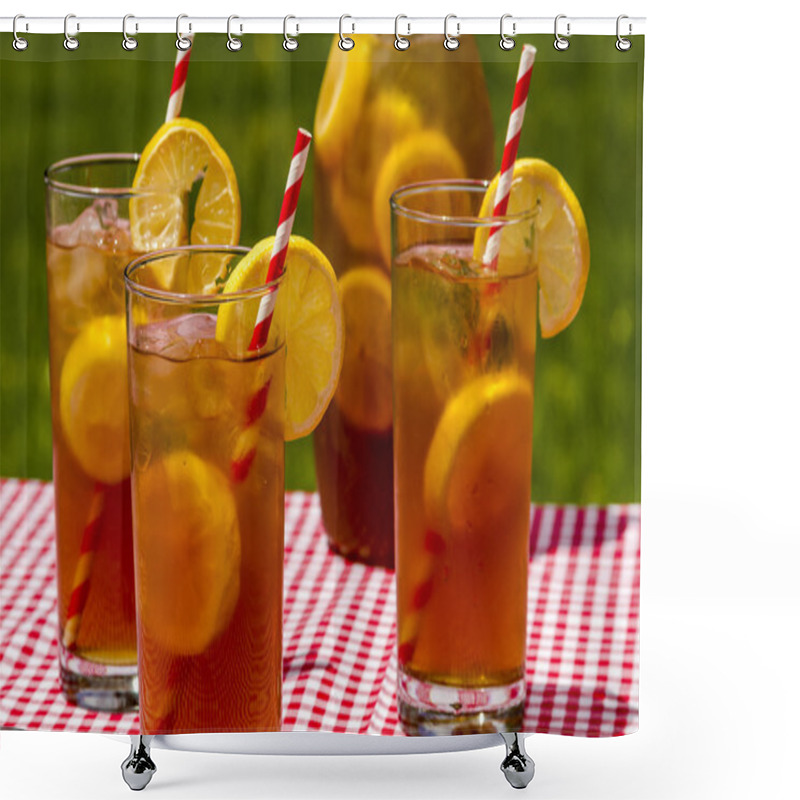 Personality  Fresh Brewed Ice Tea On The Patio Shower Curtains