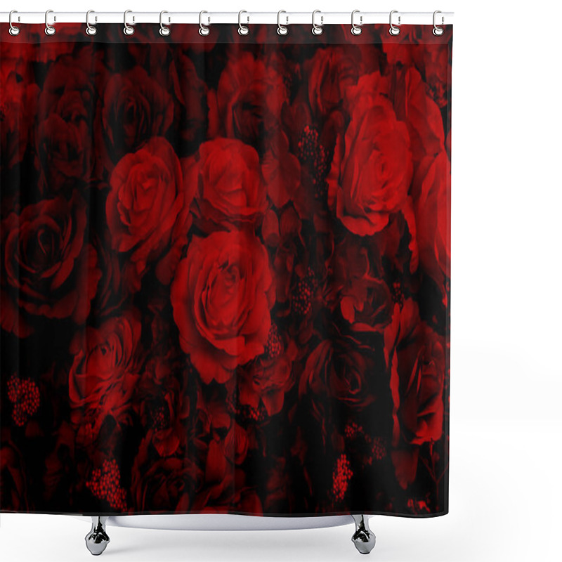 Personality  Sweet Dark Red Roses Wedding Wall Backdrop. Decoration Valentine's Day Flower. Shower Curtains