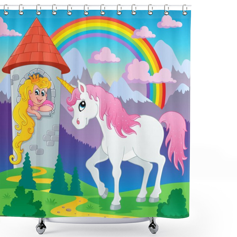 Personality  Fairy Tale Unicorn Theme Image 3 Shower Curtains