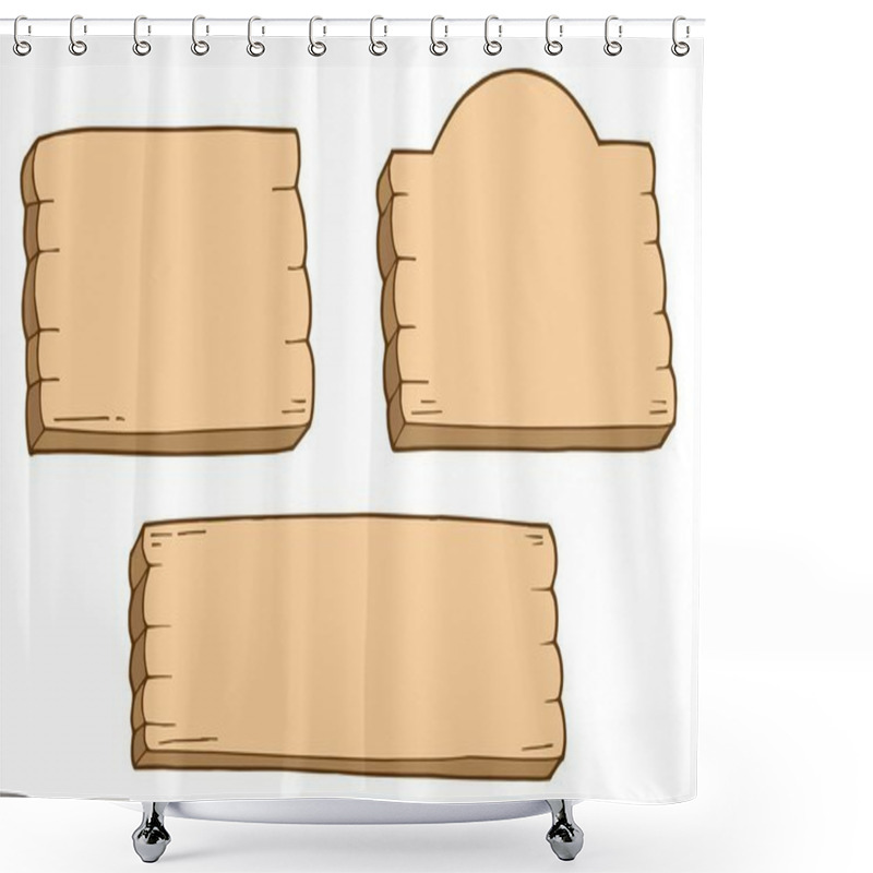 Personality  Three Wooden Signs Shower Curtains