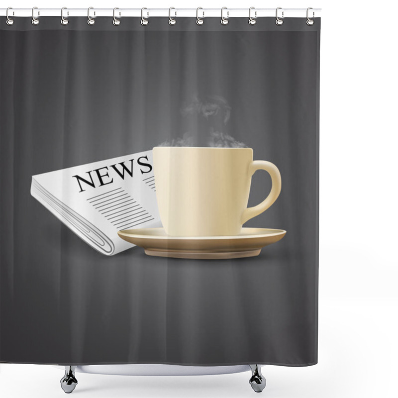 Personality  Cup Of Coffee And Newspaper Vector Illustration Shower Curtains