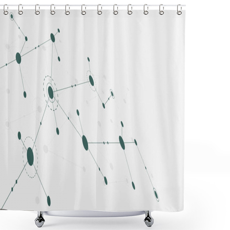 Personality  Abstract Geometric Connect Lines And Dots.Simple Technology Graphic Background.Illustration Vector Design Network And Connection Concept. Shower Curtains