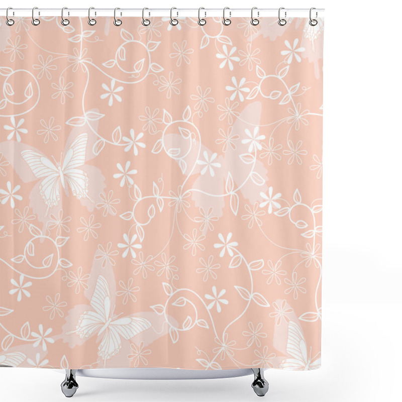 Personality  Pink Floral Background Shower Curtains