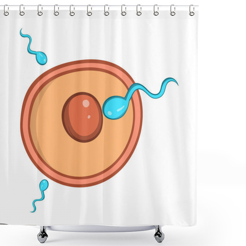 Personality  Fertilization Of Egg Icon, Cartoon Style Shower Curtains