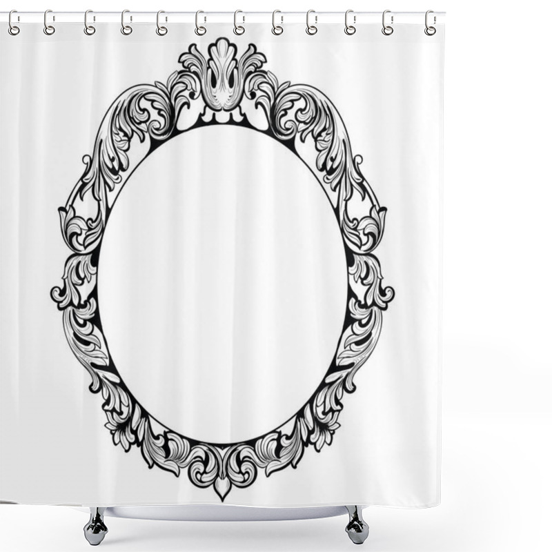 Personality  Vintage Imperial Baroque Mirror Frame. Vector French Luxury Rich Intricate Ornaments. Victorian Royal Style Decor Shower Curtains