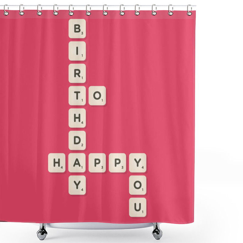 Personality  Happy Birthday Message Written With Tiles Vector Illustration Shower Curtains