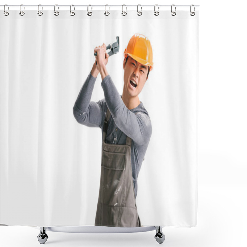 Personality  Construction Worker With Pipe Wrench Shower Curtains