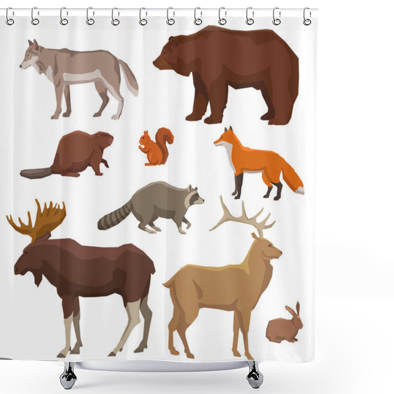 Personality  Wild Animal Painted Icon Set Shower Curtains