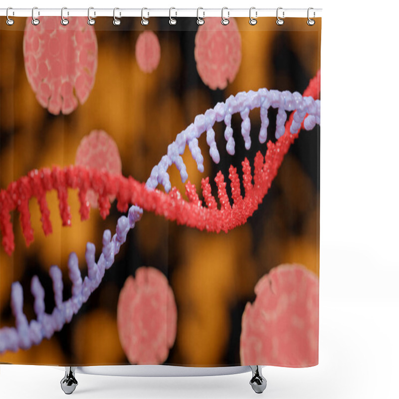 Personality  3D Illustration Of Replication Of RNA With Virus RNA Shower Curtains