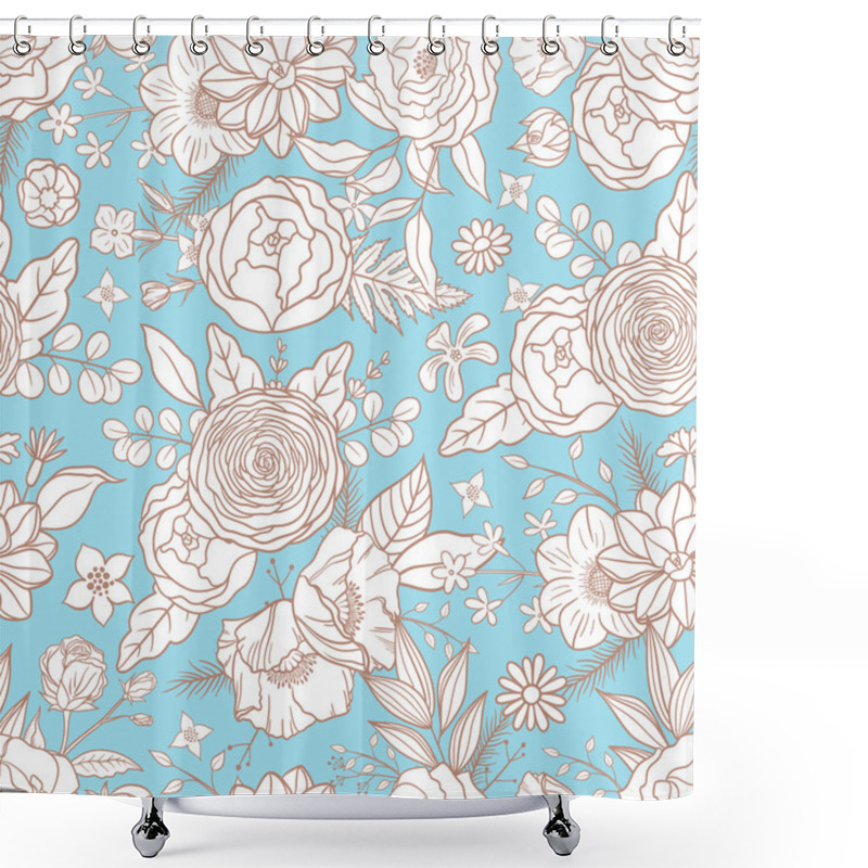 Personality  Seamless Pattern With Different Flowers.  Shower Curtains