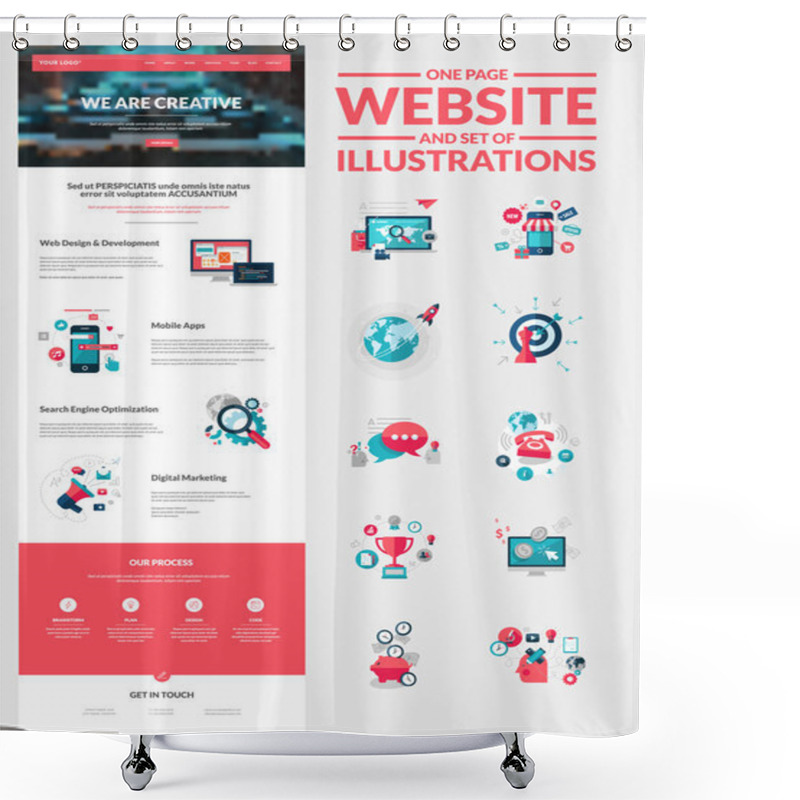 Personality  One Page Website Design Template Shower Curtains