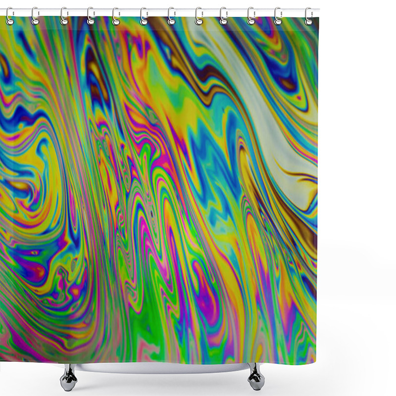 Personality  Close Up Soap Bubble Background. Psychedelic Abstract Background Shower Curtains