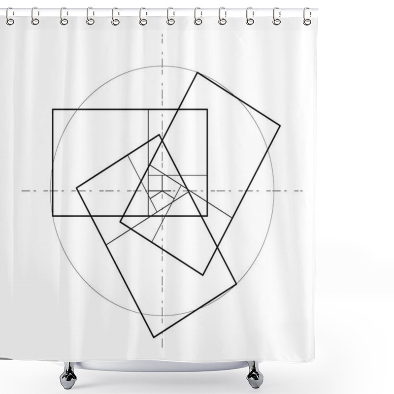 Personality  Minimalistic Style Design. Golden Ratio. Geometric Shapes. Circles In Golden Proportion. Futuristic Design. Logo. Vector Icon. Abstract Vector Background Shower Curtains