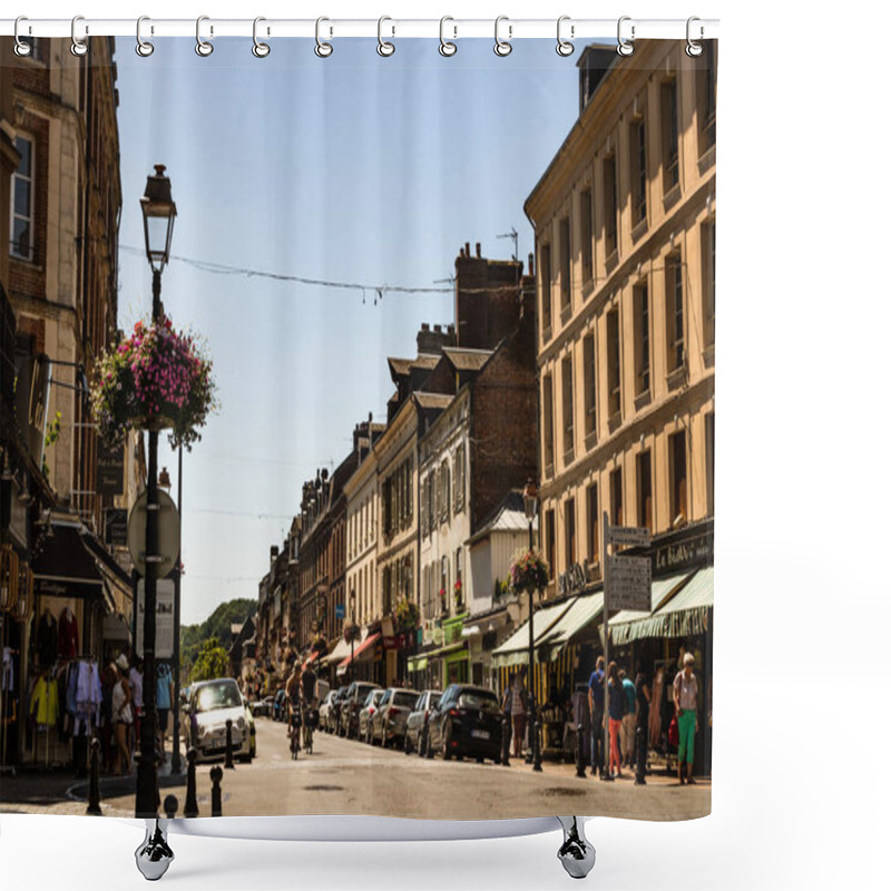 Personality  Hondleur, France - 2019.On The Streets Of An Medieval City Honfleur. Favorite Place For Walks Of Local Residents And Tourists. Shower Curtains