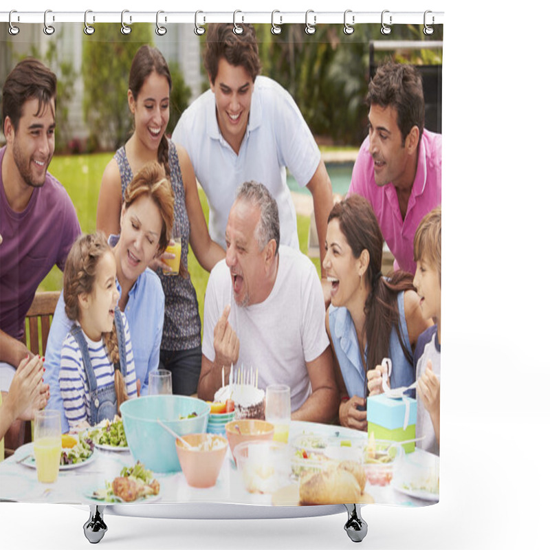 Personality  Family Celebrating Birthday Shower Curtains