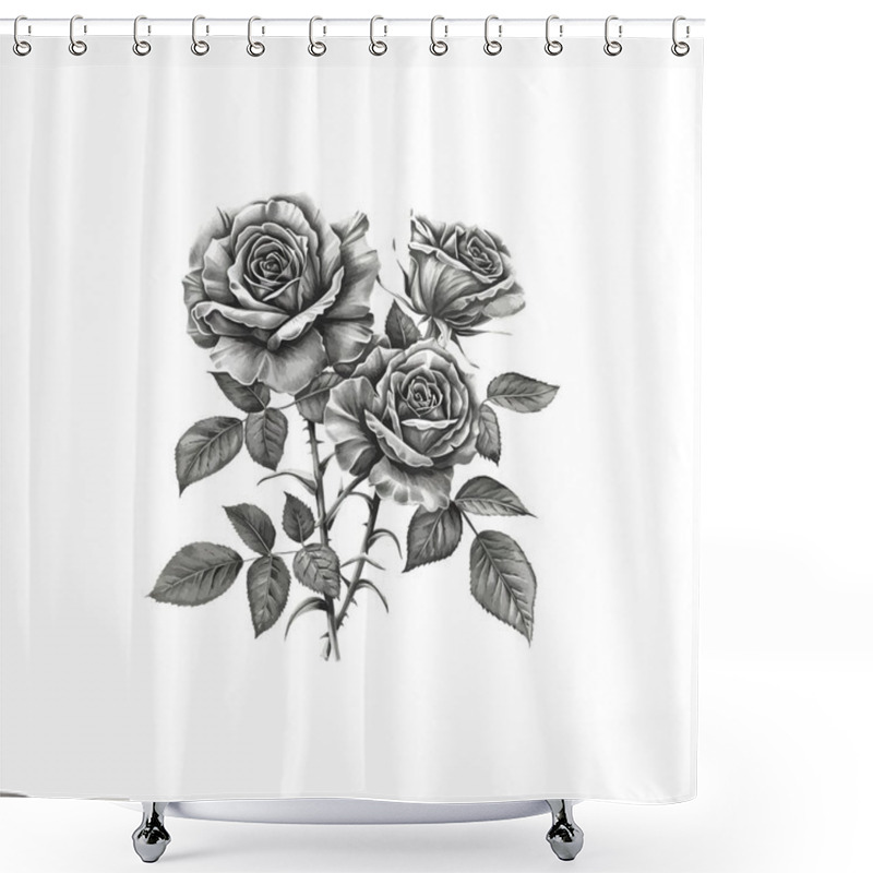 Personality  Black And White Rose Flower. Vector Illustration Design. Shower Curtains