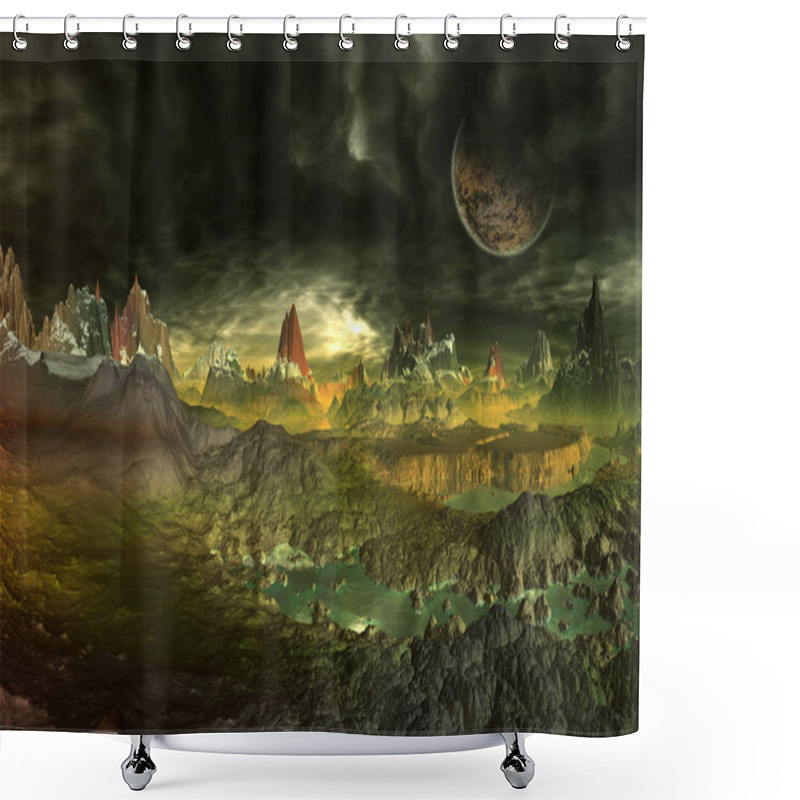 Personality  3d Created And Rendered Fantasy Alien Planet - 3D Illustration Shower Curtains