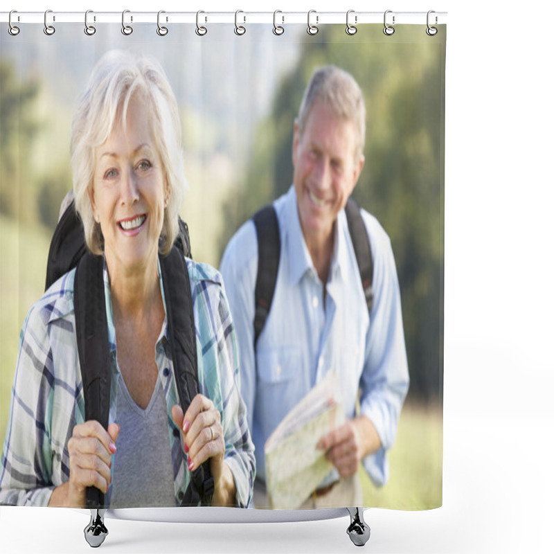 Personality  Senior Couple On Country Walk Shower Curtains