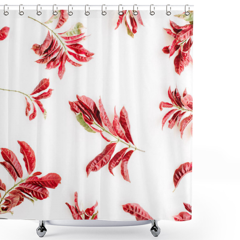 Personality  Red Branches Pattern On White Shower Curtains