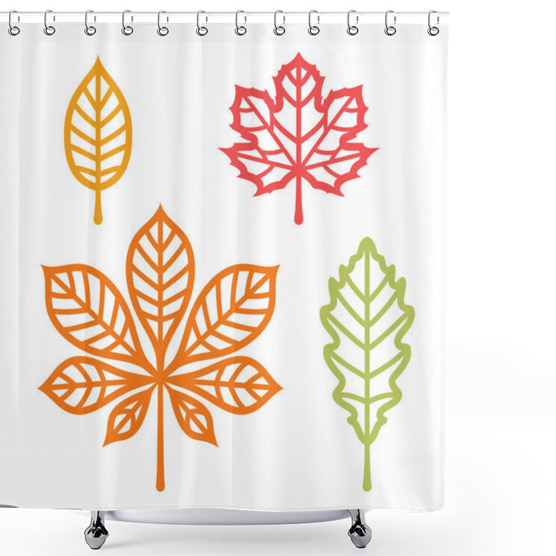 Personality  Autumn Leaves Set. Templates For Laser Cutting. Vector Illustration Of Maple, Oak, Elm And Chestnut Leaf Isolated On White. Shower Curtains