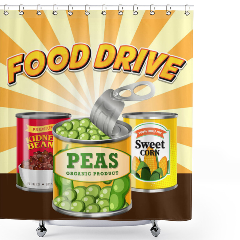 Personality  Canned Food With Comic Background Illustration Shower Curtains