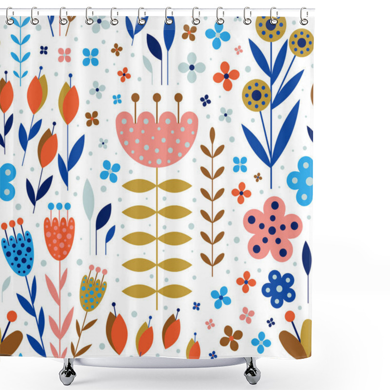 Personality  Abstract Flowers And Plants Botanical Flat Pattern Shower Curtains