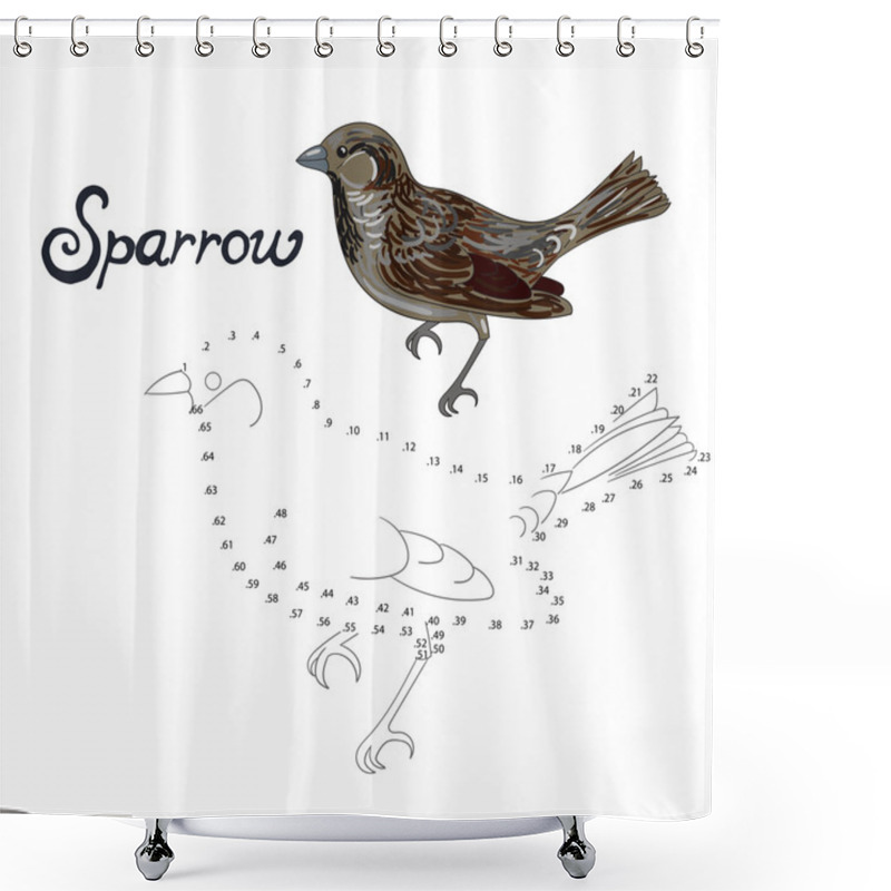 Personality  Educational Game Connect Dots To Draw Sparrow Bird Shower Curtains