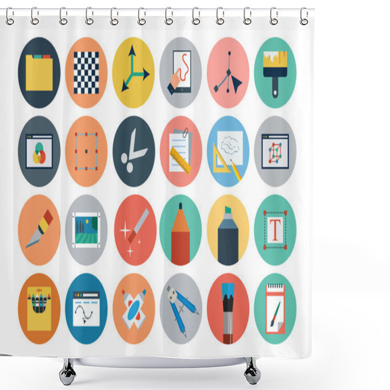 Personality  Flat Design Vector Icons 5 Shower Curtains