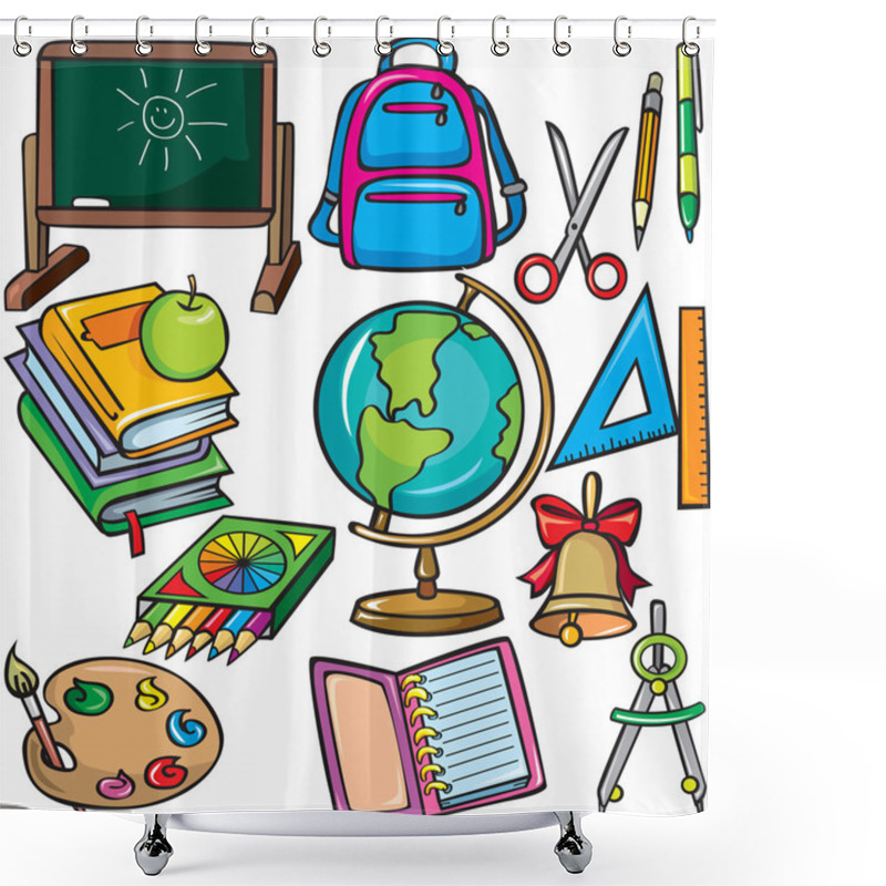 Personality  School Accessories Icons Set Shower Curtains