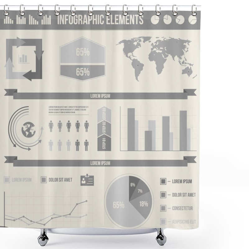 Personality  Set Elements Of Infographics Shower Curtains