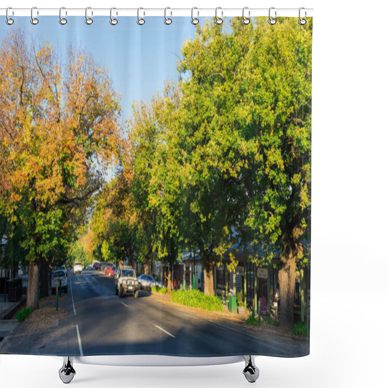 Personality  High Street Is The Main Street In Yackandandah, A Small Tourist Town In Shire Of Indigo In North-eastern Victoria. Shower Curtains