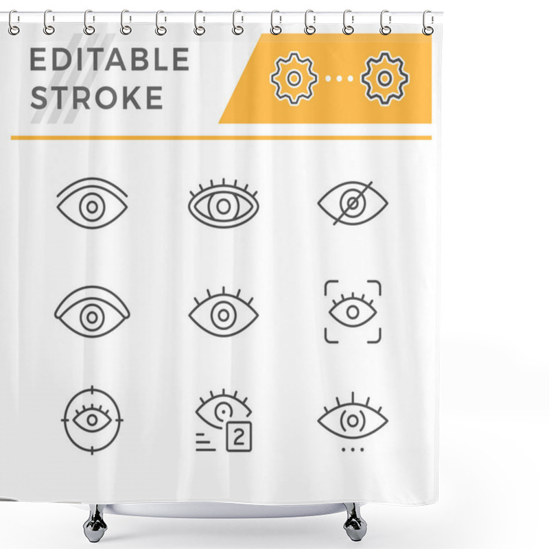 Personality  Set Editable Stroke Line Icons Of Eye Shower Curtains