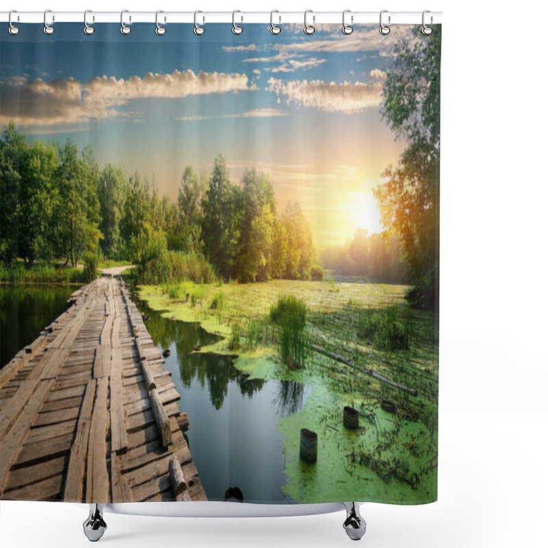 Personality  Bridge Over River Shower Curtains