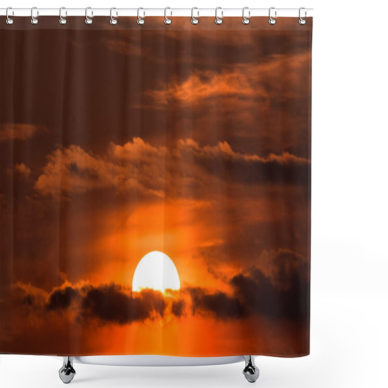 Personality  Sunset With Sun Over Clouds Shower Curtains