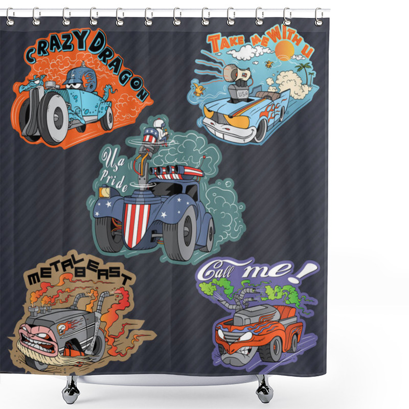 Personality  Funny Vehicle Caricatures  Shower Curtains