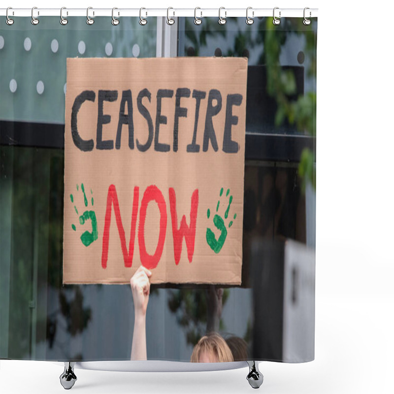 Personality  Billboard Cease Fire Now At The Student Demonstration Free Palestinian At The UVA University Amsterdam The Netherlands 7-5-2024 Shower Curtains