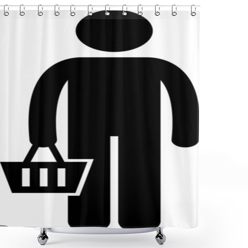 Personality  Business Ecosystem Between Manufacturer, Distributor, Wholesaler, Retailer, And Consumer Stick Figure Pictogram Icon Shower Curtains