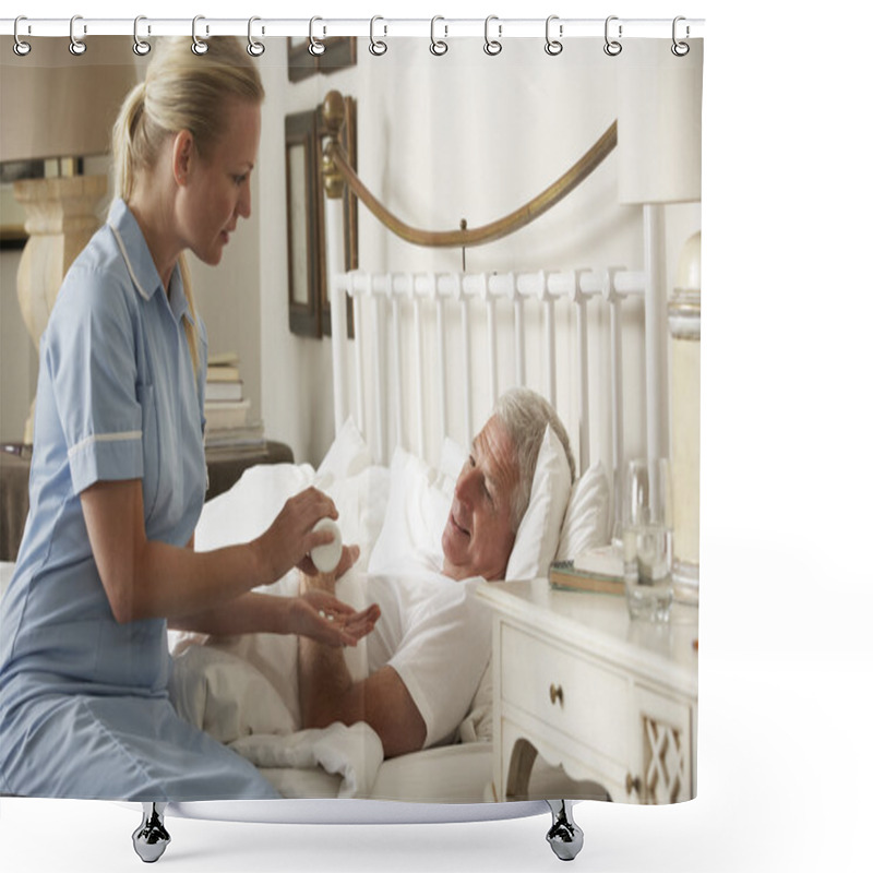 Personality  Nurse Giving Senior Man Medication  Shower Curtains