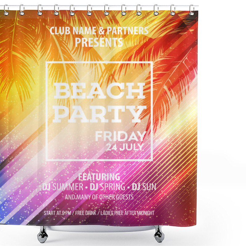 Personality  Summer Beach Party Vector Flyer Template Shower Curtains