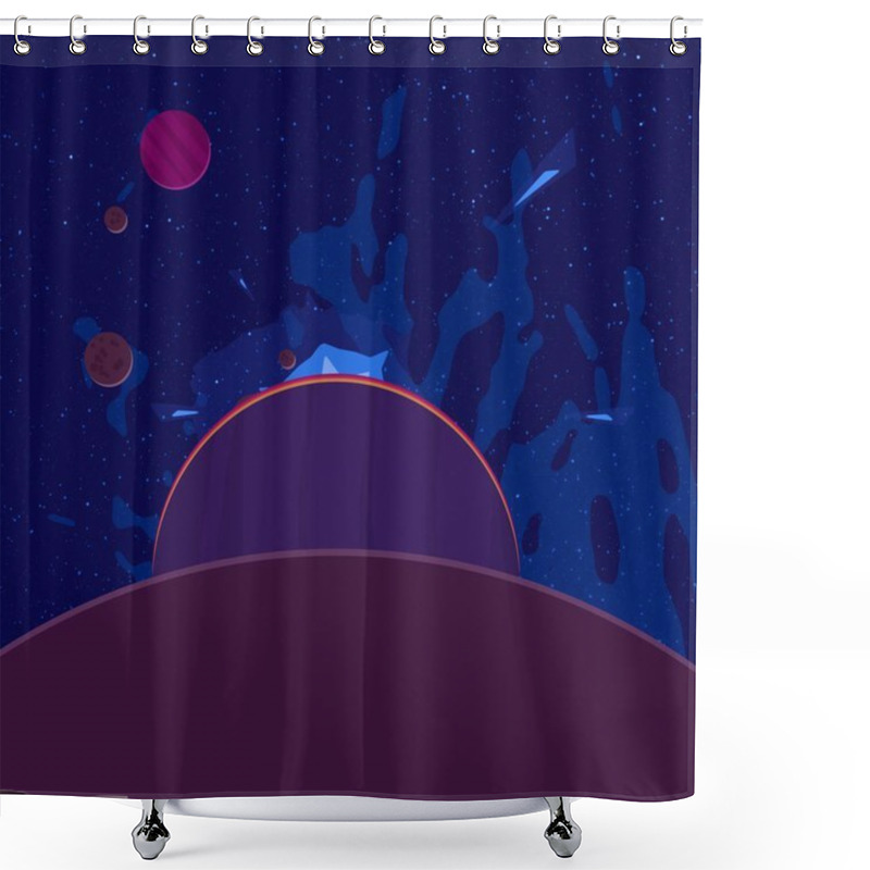 Personality  2d Illustration. Cartoon Draw Style Space Picture. Deep Vast Space. Stars, Planets And Moons. Various Science Fiction Creative Backdrops. Space Art. Alien Solar Systems. Planets And Moons. Shower Curtains