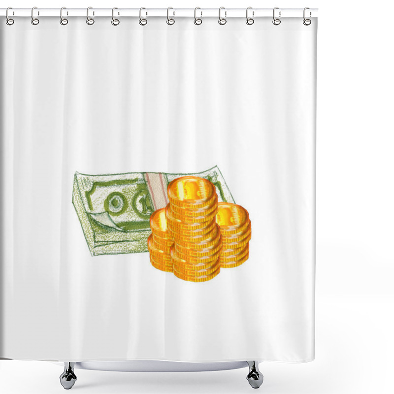 Personality  Money, Banknotes And Coins Shower Curtains