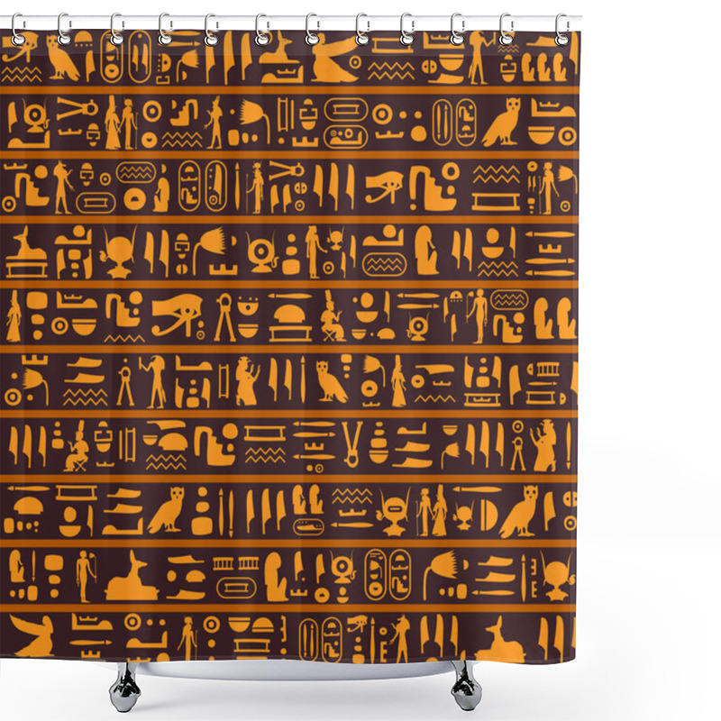 Personality  Vector Seamless Pattern With Ancient Egyptian Hieroglyphs Shower Curtains