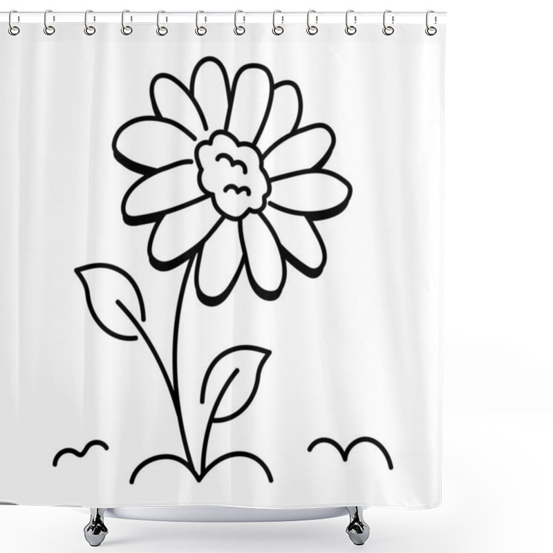 Personality  Aster Flower Icon In Drawing Style  Shower Curtains