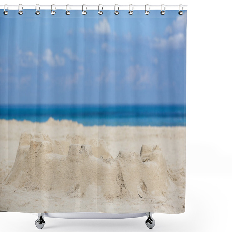 Personality  Sand Castle On A Sandy Beach Shower Curtains