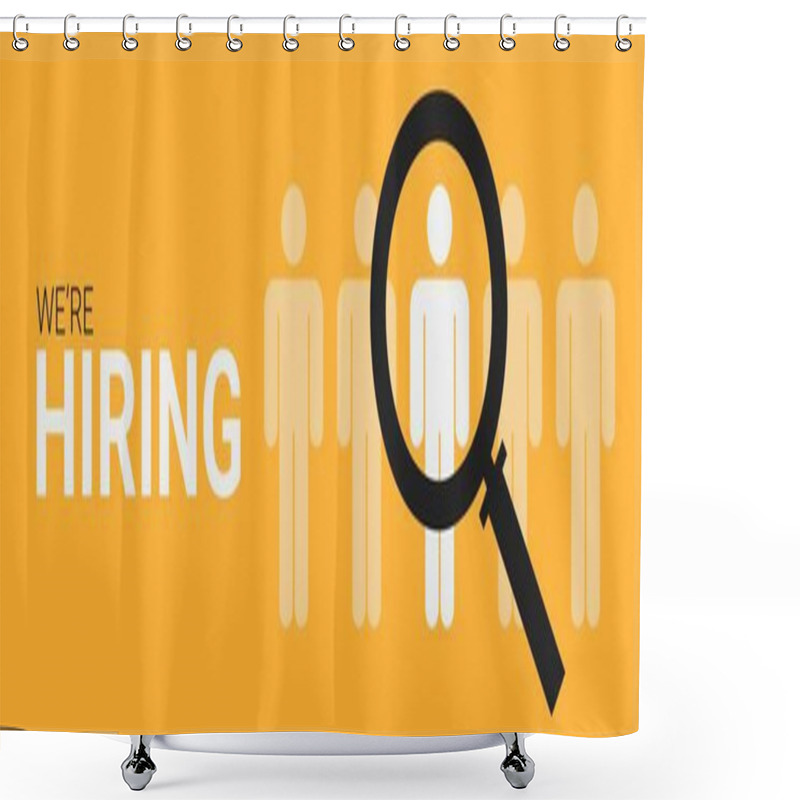 Personality  Job Search And Employment. Magnifying Glass Focused On Human Icon, Vector Illustration Shower Curtains