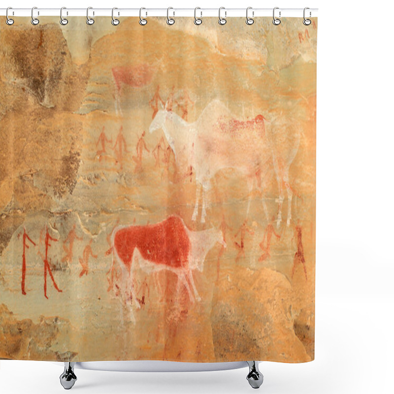 Personality  Bushmen Rock Painting Shower Curtains