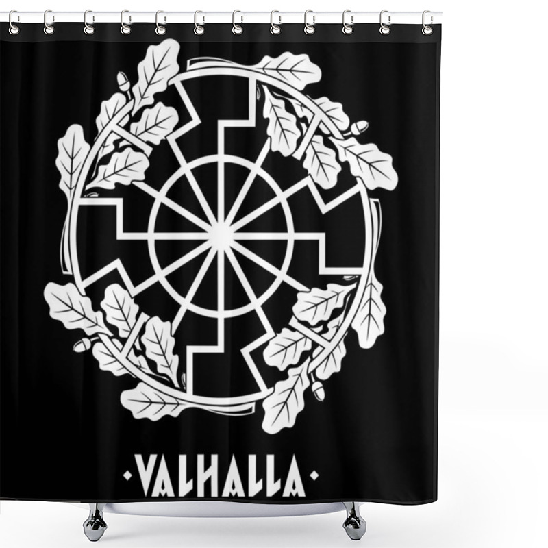 Personality  The Ancient European Esoteric Sign - The Black Sun, And Oak Leaf Wreath Shower Curtains